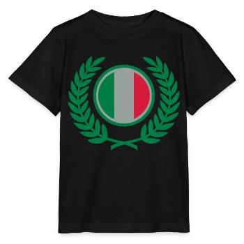 Italie (drapeau et couronne de laurier) - T-shirt bio MINI CREATOR Stanley/Stella Enfant - noir - Devant - Mikhail (115cm)