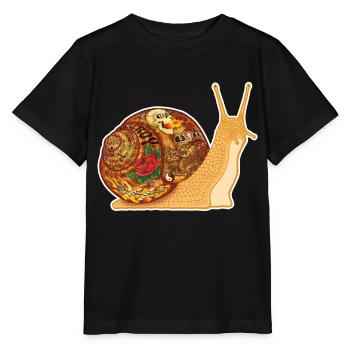 Snail Tattoo - white contour - T-shirt bio MINI CREATOR Stanley/Stella Enfant - noir - Devant - Mikhail (115cm)