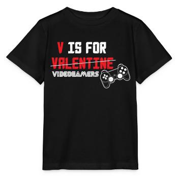 V is for Valentine videogamers - Stanley/Stella MINI CREATOR Kids’ T-Shirt - black - Front - Mikhail (115cm)