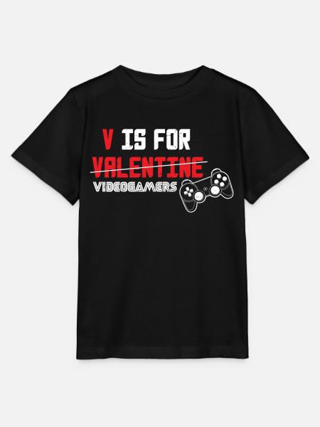 V is for Valentine videogamers - Stanley/Stella MINI CREATOR Kids’ T-Shirt - black