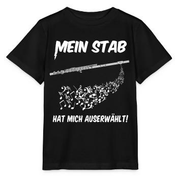 Querflöte - auserwählt - Stanley/Stella Kinder T-Shirt MINI CREATOR  - Schwarz - Vorne - Mikhail (115cm)