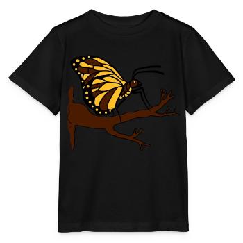 schmetterling auf ast baum wald insekt fluegel - Stanley/Stella Kinder T-Shirt MINI CREATOR  - Schwarz - Vorne - Mikhail (115cm)