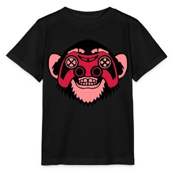 singe manette jeux oeil joystick geek - T-shirt bio MINI CREATOR Stanley/Stella Enfant - noir - Devant - Mikhail (115cm)