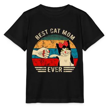 Best Cat Mom Ever Bump Cat Vintage Kitten Love - Stanley/Stella Kinder T-Shirt MINI CREATOR  - Schwarz - Vorne - Mikhail (115cm)