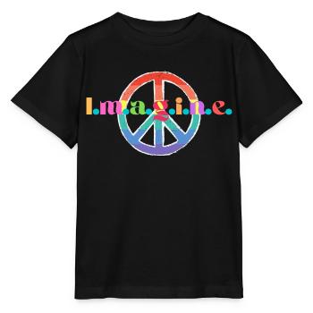 Produit avec « Imagine » et signe de paix! - T-shirt bio MINI CREATOR Stanley/Stella Enfant - noir - Devant - Mikhail (115cm)