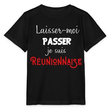 laisse-moi passer je suis réunionnaise - T-shirt bio MINI CREATOR Stanley/Stella Enfant - noir - Devant - Mikhail (115cm)