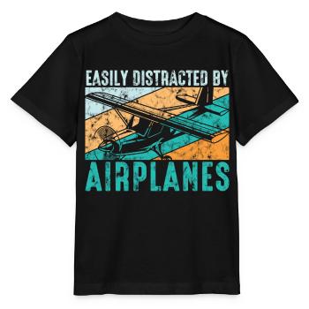 Facilement distrait par le pilote d’aviation Des avions - T-shirt bio MINI CREATOR Stanley/Stella Enfant - noir - Devant - Mikhail (115cm)