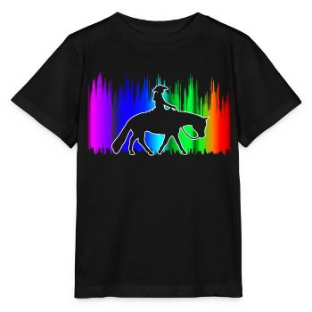 Westernreiten Westernreiter Pferdeliebhaber - Stanley/Stella Kinder T-Shirt MINI CREATOR  - Schwarz - Vorne - Mikhail (115cm)