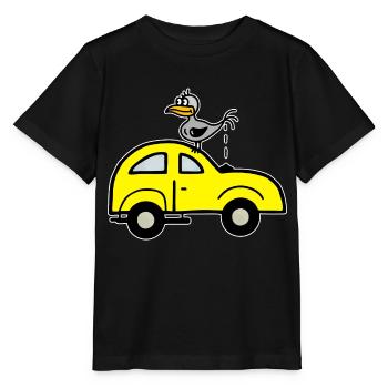 Caca d’oiseau sur la voiture - Humour Satire - T-shirt bio MINI CREATOR Stanley/Stella Enfant - noir - Devant - Mikhail (115cm)