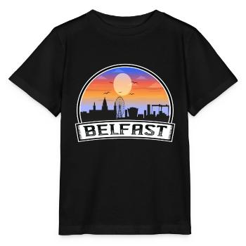 Belfast Nordirland Skyline Vintage Sunset Tr - Stanley/Stella Kinder T-Shirt MINI CREATOR  - Schwarz - Vorne - Mikhail (115cm)