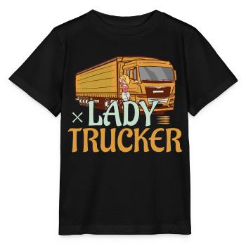 Lady Trucker Trucking Truck Driver - Stanley/Stella MINI CREATOR Kids’ T-Shirt - black - Front - Mikhail (115cm)