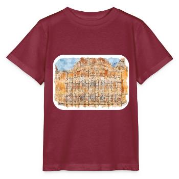 Jaipur Inde Aquarelle Esquisse Peinture Dessinée - T-shirt bio MINI CREATOR Stanley/Stella Enfant - bordeaux - Devant - Kain (125cm)