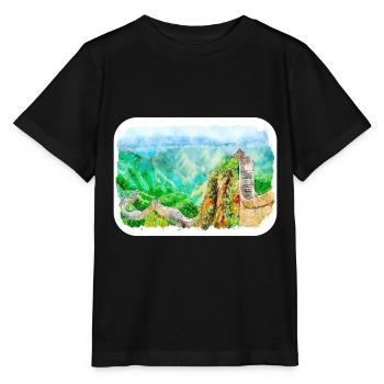 Beijing China Watercolor Sketch Drawn Drawing - Stanley/Stella MINI CREATOR Kids’ T-Shirt - black - Front - Mikhail (115cm)