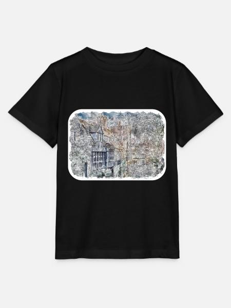 Bruges Belgium Watercolor Sketch Drawn Illustratio - Stanley/Stella MINI CREATOR Kids’ T-Shirt - black