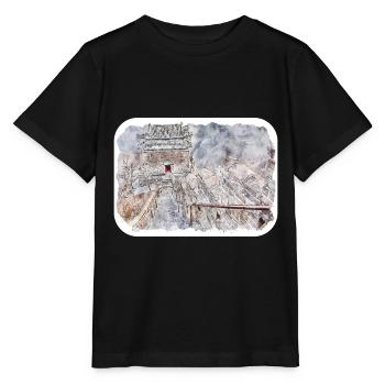 Peking China Aquarell Skizze Illustration - Stanley/Stella Kinder T-Shirt MINI CREATOR  - Schwarz - Vorne - Mikhail (115cm)