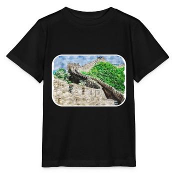 Peking China Aquarell Skizze Illustration - Stanley/Stella Kinder T-Shirt MINI CREATOR  - Schwarz - Vorne - Mikhail (115cm)