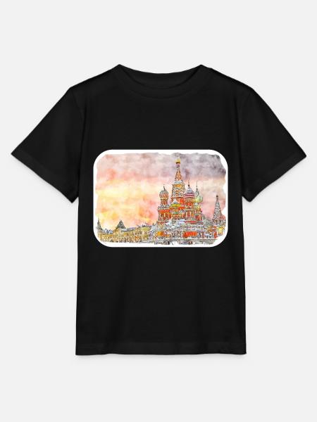 Moskau Russland Aquarell Skizze Zeichnung Zeichnung - Stanley/Stella Kinder T-Shirt MINI CREATOR  - Schwarz