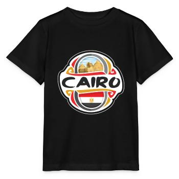Cairo Egypt Flag Badge Travel Souvenir Stamp - Stanley/Stella MINI CREATOR Kids’ T-Shirt - black - Front - Mikhail (115cm)