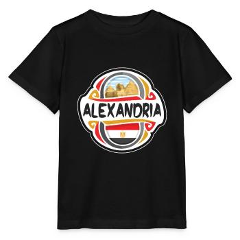 Alexandria Egypt Flag Badge Travel Souvenir Stamp - Stanley/Stella MINI CREATOR Kids’ T-Shirt - black - Front - Mikhail (115cm)