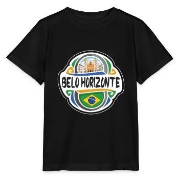Belo Horizonte Brésil Drapeau Voyage Souvenir Badge S - T-shirt bio MINI CREATOR Stanley/Stella Enfant - noir - Devant - Mikhail (115cm)
