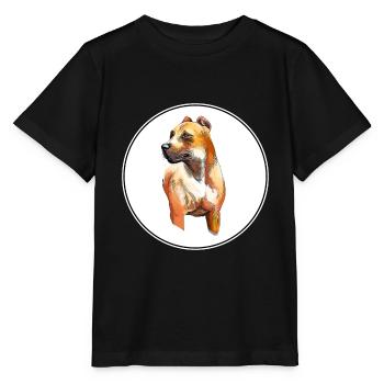 Alano Espanol Hund Aquarell Skizze Illustration - Stanley/Stella Kinder T-Shirt MINI CREATOR  - Schwarz - Vorne - Mikhail (115cm)