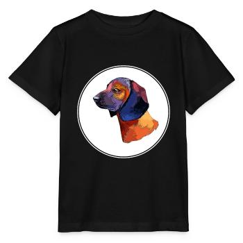 Bavarian Mountain Hound Dog Aquarelle Illustratio - T-shirt bio MINI CREATOR Stanley/Stella Enfant - noir - Devant - Mikhail (115cm)