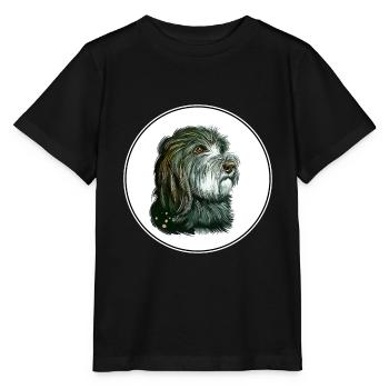 Catalan Sheepdog Dog Watercolor Illustration - Stanley/Stella MINI CREATOR Kids’ T-Shirt - black - Front - Mikhail (115cm)