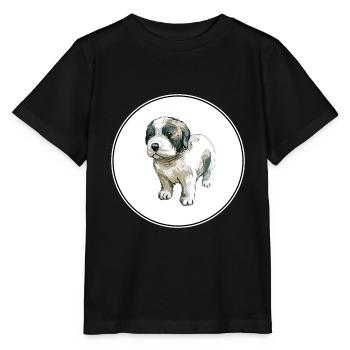 Moscow Watchdog Dog Watercolor Sketch Illustration - Stanley/Stella MINI CREATOR Kids’ T-Shirt - black - Front - Mikhail (115cm)