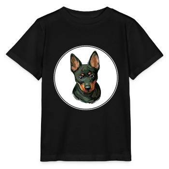 Lancashire Heeler Hund Aquarell Illustration - Stanley/Stella Kinder T-Shirt MINI CREATOR  - Schwarz - Vorne - Mikhail (115cm)