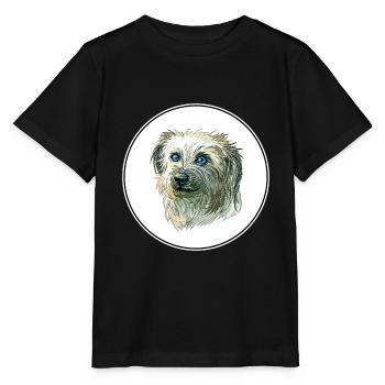 Pyrenäen-Schäferhund-Aquarell-Illustration - Stanley/Stella Kinder T-Shirt MINI CREATOR  - Schwarz - Vorne - Mikhail (115cm)