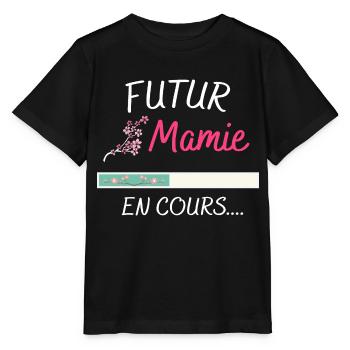 Futur Mamie Annonce Grossesse Cadeau Grand Mère - Stanley/Stella MINI CREATOR Kids’ T-Shirt - black - Front - Mikhail (115cm)