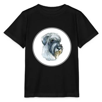 Mittelschnauze Standard Schnauzer Dog Illustration - Stanley/Stella MINI CREATOR Kids’ T-Shirt - black - Front - Mikhail (115cm)