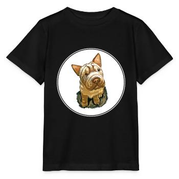 Shar Pei Purebred Dog Watercolor Illustration - Stanley/Stella MINI CREATOR Kids’ T-Shirt - black - Front - Mikhail (115cm)