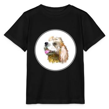 Briquet Griffon Vendeen Aquarelle pour chien Illustratio - T-shirt bio MINI CREATOR Stanley/Stella Enfant - noir - Devant - Mikhail (115cm)