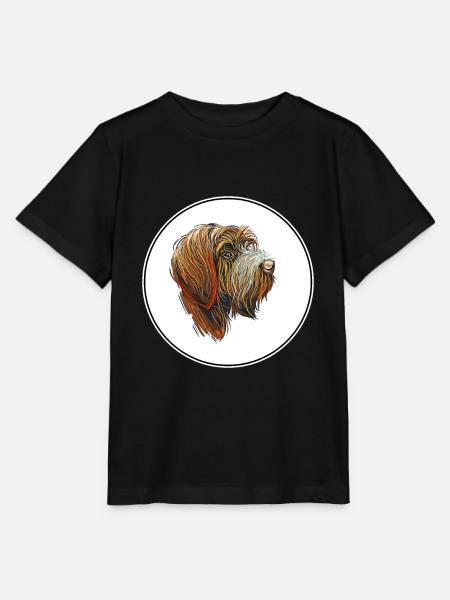 Drahthaar Pointing Griffon Dog Illustration - Stanley/Stella Kinder T-Shirt MINI CREATOR - Schwarz