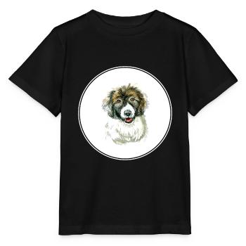 Berger des Carpates Chiot Chien Aquarelle Illustrat - T-shirt bio MINI CREATOR Stanley/Stella Enfant - noir - Devant - Mikhail (115cm)