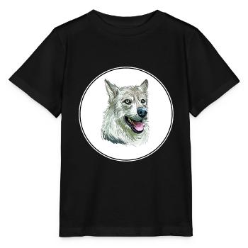 Illustration de l’aquarelle du chien Laika de Sibérie occidentale - T-shirt bio MINI CREATOR Stanley/Stella Enfant - noir - Devant - Mikhail (115cm)