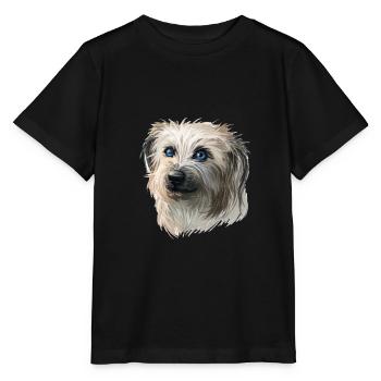 Pyrenäen-Schäferhund-Aquarell-Illustration - Stanley/Stella Kinder T-Shirt MINI CREATOR  - Schwarz - Vorne - Mikhail (115cm)