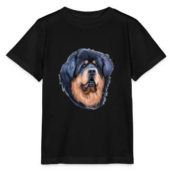 Tibetischer Mastiff Hund Aquarell Skizze Illustration - Stanley/Stella Kinder T-Shirt MINI CREATOR  - Schwarz - Vorne - Mikhail (115cm)