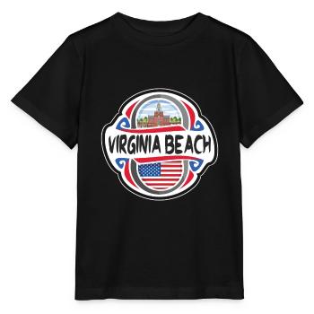 Virginia Beach USA United States Flag Travel Souve - Stanley/Stella MINI CREATOR Kids’ T-Shirt - black - Front - Mikhail (115cm)