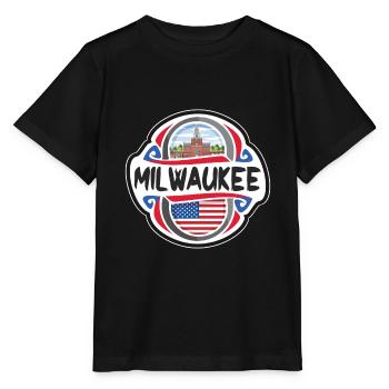 Milwaukee Vereinigte Staaten Vereinigte Staaten Flagge Reisesouvenir B - Stanley/Stella Kinder T-Shirt MINI CREATOR  - Schwarz - Vorne - Mikhail (115cm)