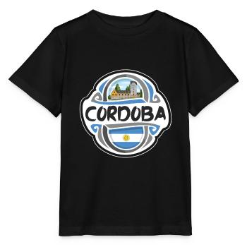 Cordoba Argentine Drapeau Badge Voyage Souvenir Timbre - T-shirt bio MINI CREATOR Stanley/Stella Enfant - noir - Devant - Mikhail (115cm)