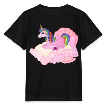 Einhorn im Bett - Stanley/Stella Kinder T-Shirt MINI CREATOR  - Schwarz - Vorne - Mikhail (115cm)