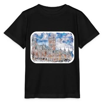 Quebec Canada Watercolor Sketch Drawn Illustration - Stanley/Stella MINI CREATOR Kids’ T-Shirt - black - Front - Mikhail (115cm)