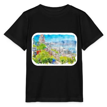 Quebec Canada Watercolor Sketch Drawn Illustration - Stanley/Stella MINI CREATOR Kids’ T-Shirt - black - Front - Mikhail (115cm)