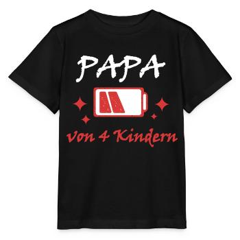 Akku leer Papa von 4 Kindern Vater Vatertag Kind - Stanley/Stella Kinder T-Shirt MINI CREATOR  - Schwarz - Vorne - Mikhail (115cm)