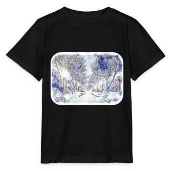 Quebec Canada Watercolor Sketch Drawn Illustration - Stanley/Stella MINI CREATOR Kids’ T-Shirt - black - Front - Mikhail (115cm)