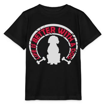 better with a dog - Stanley/Stella MINI CREATOR Kids’ T-Shirt - black - Front - Mikhail (115cm)
