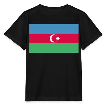 Aserbaidschans Flagge WM EM - Stanley/Stella Kinder T-Shirt MINI CREATOR  - Schwarz - Vorne - Mikhail (115cm)