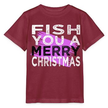 Sea Bass Fishing Tshirts Beard Fish Hook Axie Fish - Stanley/Stella MINI CREATOR Kids’ T-Shirt - burgundy - Front - Kain (125cm)